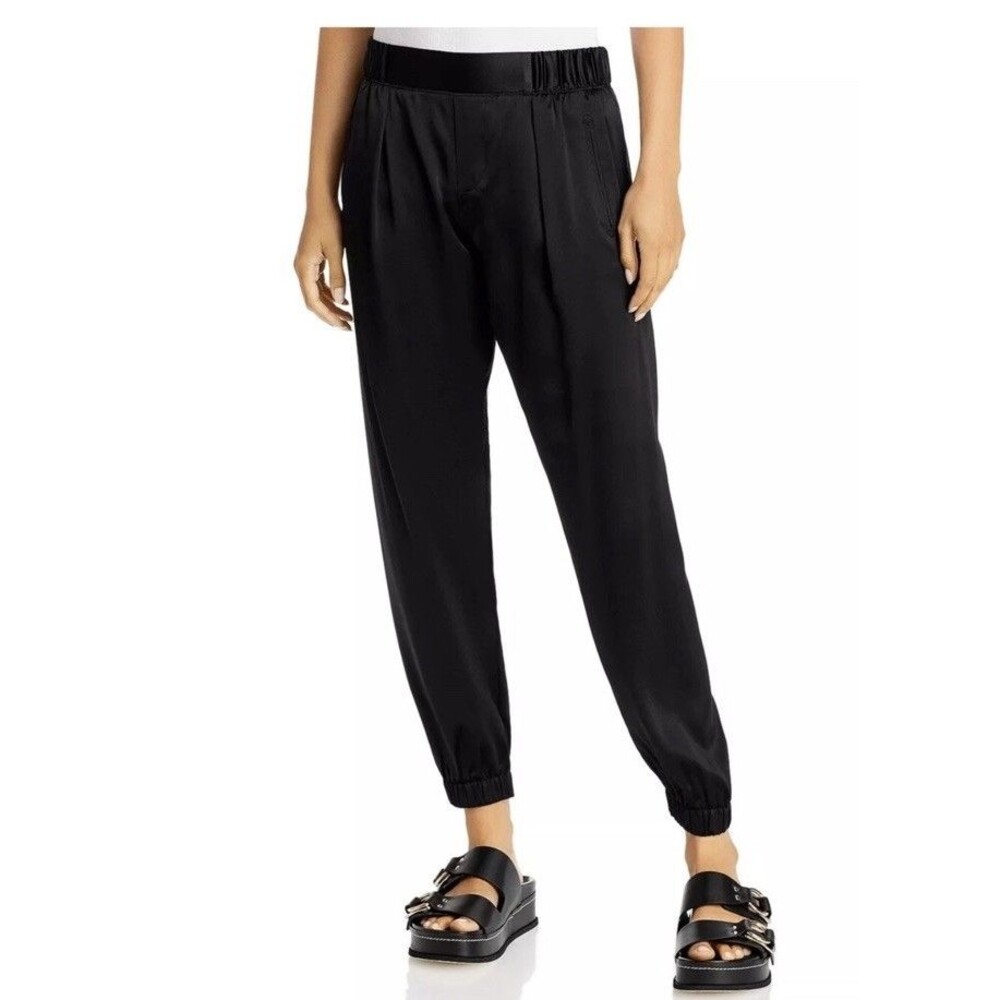 ATM Anthony Thomas Melillo 100% Silk Jogger Pants Black Satin Women’s Size M
